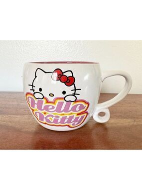 Hello Kitty Hearts Ceramic Coffee Cup With Loop Handle Mug For Tea, Espresso, Co